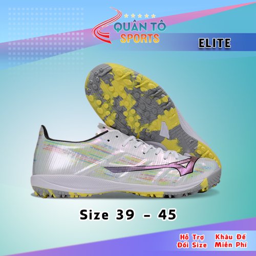 Giày Bóng Đá Mizuno Alpha II Elite Trắng Xanh Lá Vạch Xám TF