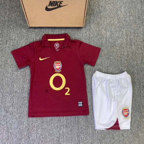 Bộ Bóng Đá Trẻ Em Arsenal Retro Đỏ Mận
