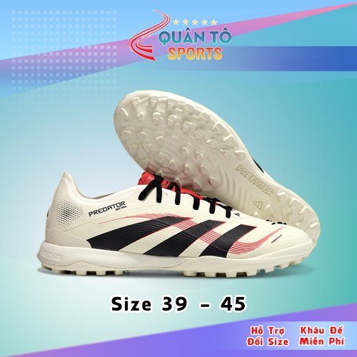 Giày Bóng Đá Adidas Predator 25 Trắng Sữa Vạch Đỏ Đen HQ TF