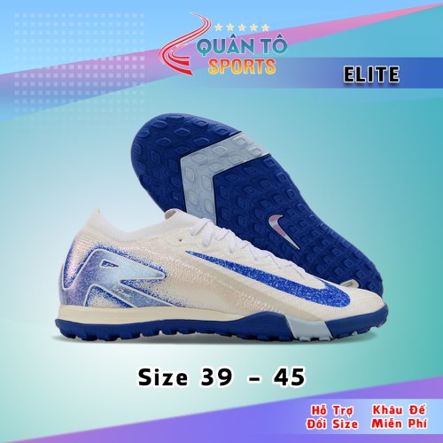 Giày Bóng Đá Nike Mercurial Vapor 16 Elite V1 Đế Đệm TF Trắng Vạch Xanh Biển