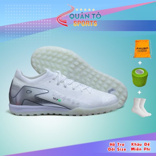 Giày Bóng Đá Mercurial Vapor 16 Elite V2 Đế Đệm Cổ Lửng TF Trắng Vạch Bạc
