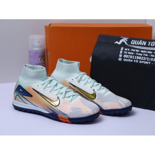 Giày Bóng Đá Nike Mercurial Superfly 10 Elite Cổ Cao TF MDS009 Xanh Hồng