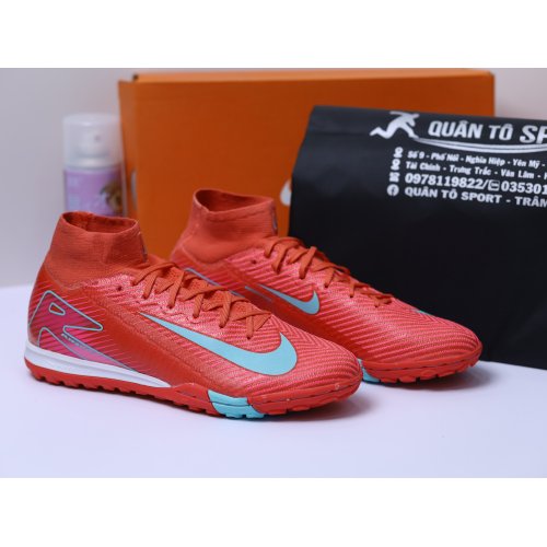 Giày Bóng Đá Nike Mercurial Superfly 10 Elite Đỏ Hồng Vạch Xanh Ngọc Cổ Cao TF