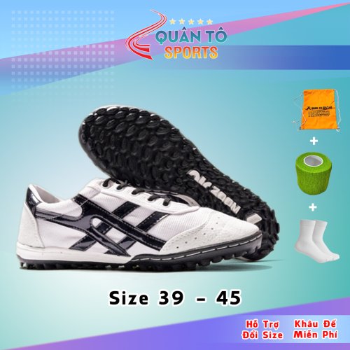 Giày Bóng Đá Bata Ráp Đế Trắng Viền Đen TF