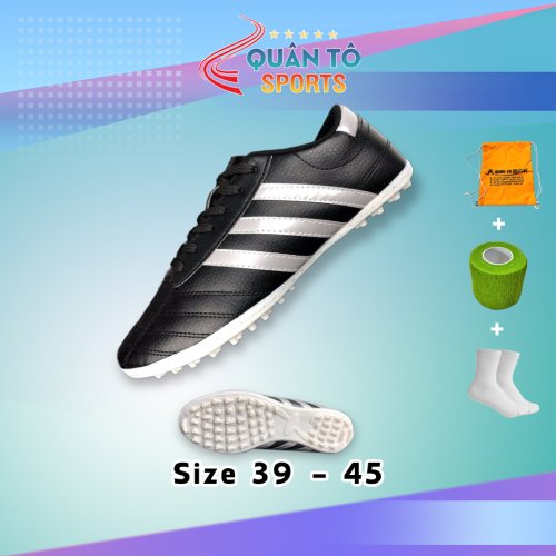 Giày Bóng Đá Wika 3 Sọc - Đen