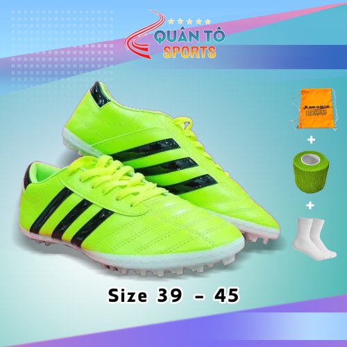 Giày Bóng Đá Wika 3 Sọc - Xanh chuối viền đen