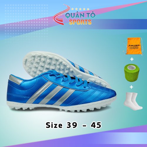 Giày Bóng Đá Wika 3 Sọc - Xanh Biển Sọc Bạc