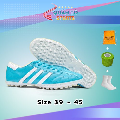 Giày Bóng Đá Wika 3 Sọc - Xanh Ngọc Sọc Trắng