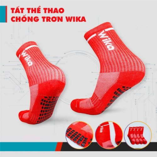 Tất Chống Trơn Bóng Đá Wika Màu Đỏ