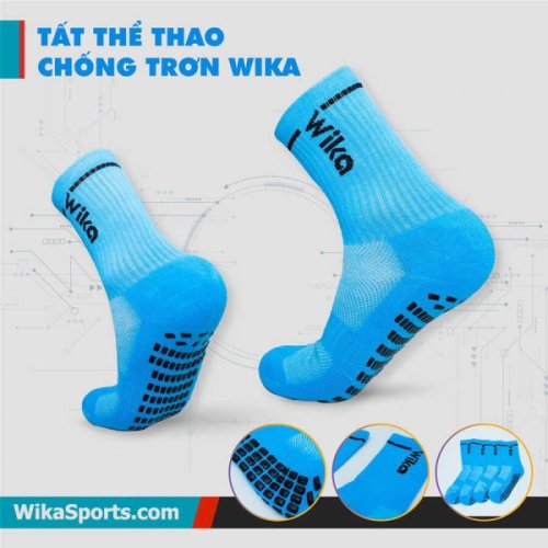 Tất Chống Trơn Bóng Đá Wika Màu Xanh Biển