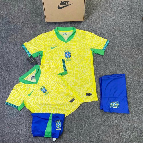 Bộ Bóng Đá Brazil Trẻ Em Sân Nhà 2024 Vàng