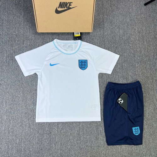 Bộ Bóng Đá Tuyển Anh Trẻ Em Viền Cổ Xanh