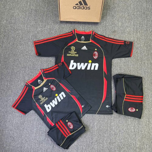 Bộ Bóng Đá Ac Milan Đen Trẻ Em Retro 2006/2007