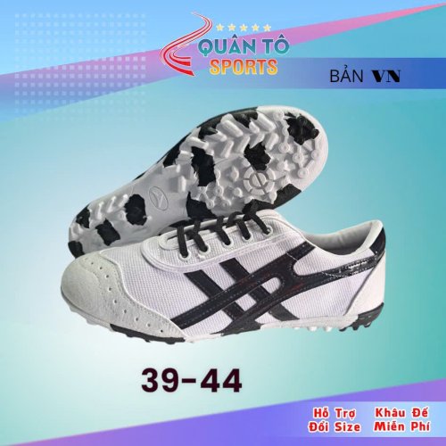 Giày Bóng Đá Bata Ráp Đế TF Trắng Viền Đen