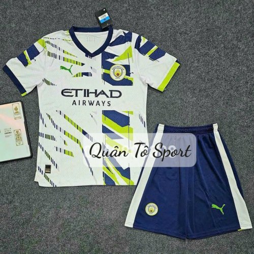 Bộ Bóng Đá Manchester City 23/24 Trắng Xanh Cây