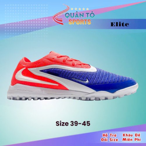 Giày Bóng Đá Nike Phantom 6 Elite Xanh Biển Gót Đỏ Cổ Lửng HQ TF