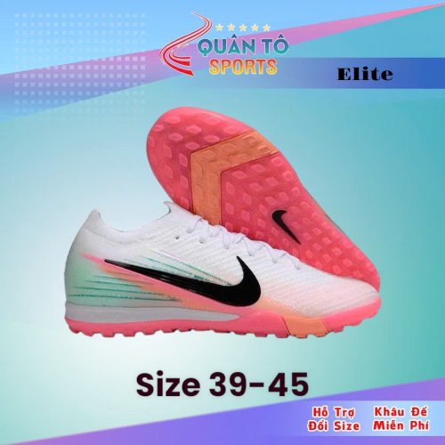 Giày Bóng Đá Nike Mercurial Vapor 16 Elite Trắng Hồng Gót Xanh Cổ Lửng TF