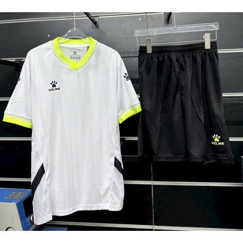 Bộ Quần Áo Bóng Đá Kelme -Trắng viền Xanh Chuối