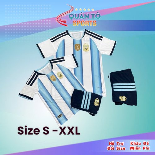 Bộ Bóng Đá Đội Tuyển Argentina Sân Nhà WC 2026 Trắng Xanh