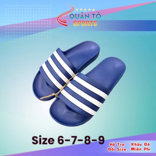 Dép Đúc Nguyên Khối Adidas 3 Xanh Sọc Trắng