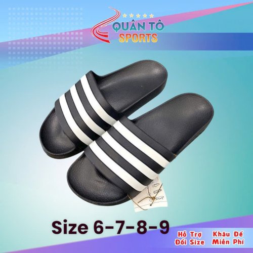 Dép Đúc Nguyên Khối Adidas 3 Sọc Đen Trắng