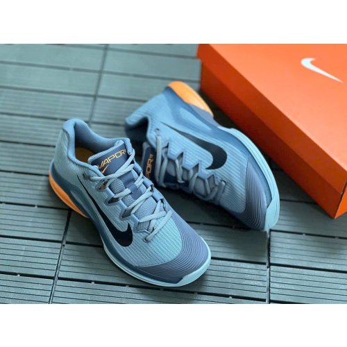 Giày Pickleball Đế Kết Vapor 12 Xanh Ghi Gót Cam