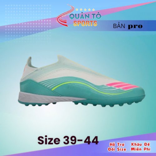 Giày Bóng Đá Adidas F50 Elite Messi Trắng Xanh Ngọc Không Dây TF