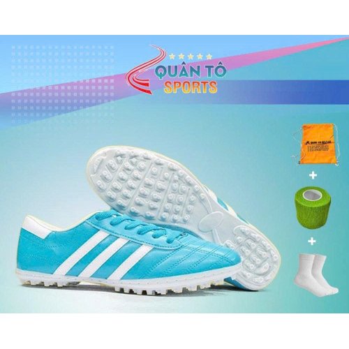 Giày Bóng Đá Trẻ Em Wika 3 Sọc - Xanh Sọc Trắng