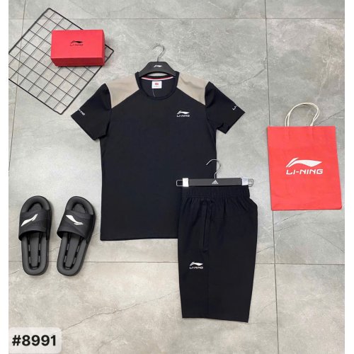 Bộ Thể Thao Lining Không Cổ  8891 - Đen