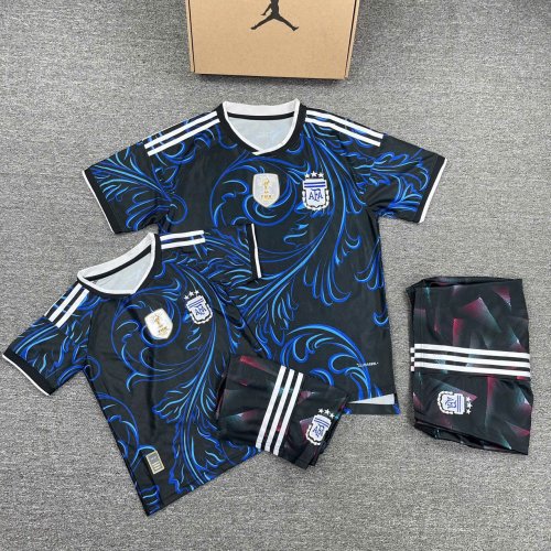 Bộ Bóng Đá Argentina Trẻ Em Worlcup Sân Khách 2026 Xanh Than Vải Lông Rồng