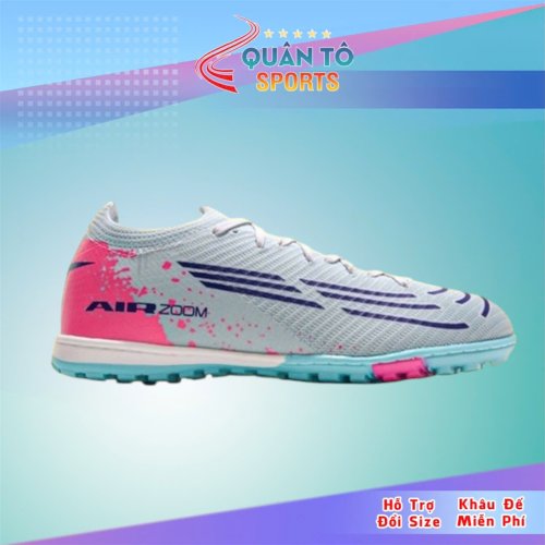 Giày Bóng Đá Mercurial Vapor 16 Elite Việt Nam Vải Dệt TF - Xanh Ngọc Gót Hồng