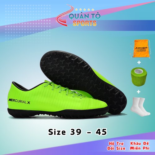 Giày Bóng Đá Mercurial Vic6 TF  Xanh Chuối Vạch Đen