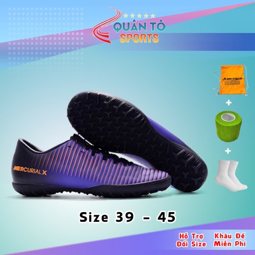 Giày Bóng Đá Mercurial Vic6 TF Tím Vạch Đồng