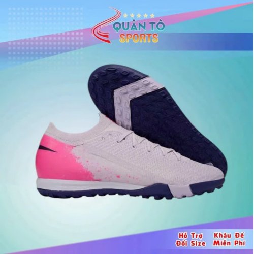 Giày Bóng Đá Mercurial VAPOR 16 Ellit Đế Đệm Cổ Lửng TF TÍM GÓT HỒNGG