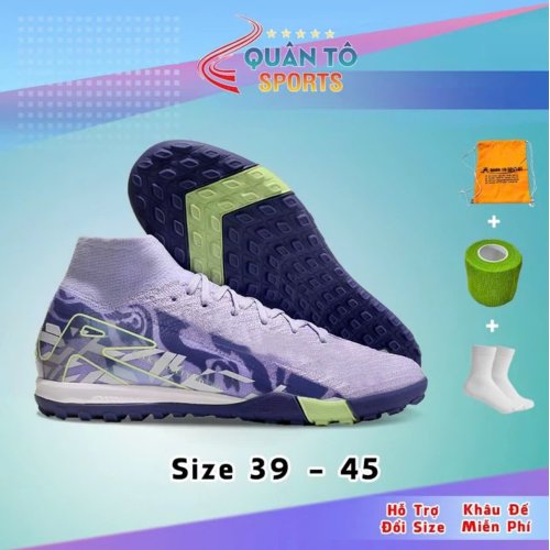 Giày Bóng Đá Mercurial Superfly 10 Elite Cổ Cao TF Tím KHoai Môn