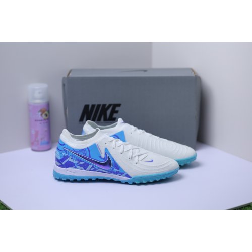 Giày Bóng Đá Nike Phantom GX2 Elite V1 Cổ Lửng TF Trắng Gót Xanh Dương Vạch Đen