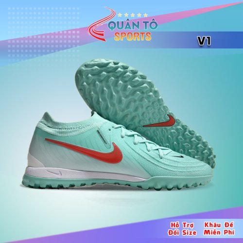 Giày Bóng Đá Nike Phantom GX2 Elite V1 Cổ Lửng TF Xanh Ngọc Vạch Đỏ