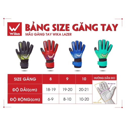 Găng Tay Thủ Môn Wika Lazer Có Xương - Đen Xanh