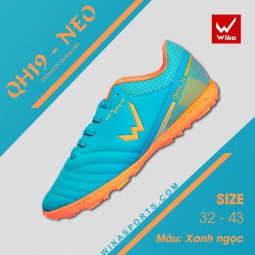 Giày Bóng Đá Trẻ Em Wika QH19 Neo TF - Xanh Cam