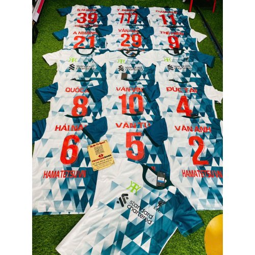 Đơn Áo Công Ty HAMATESU - Liver Loang Trắng Xanh